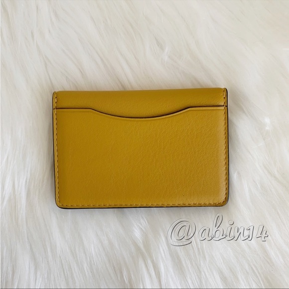 NWT Coach Flax Leather Colorblock Card Case Wallet wth Signature Canvas Interior - Picture 5 of 8